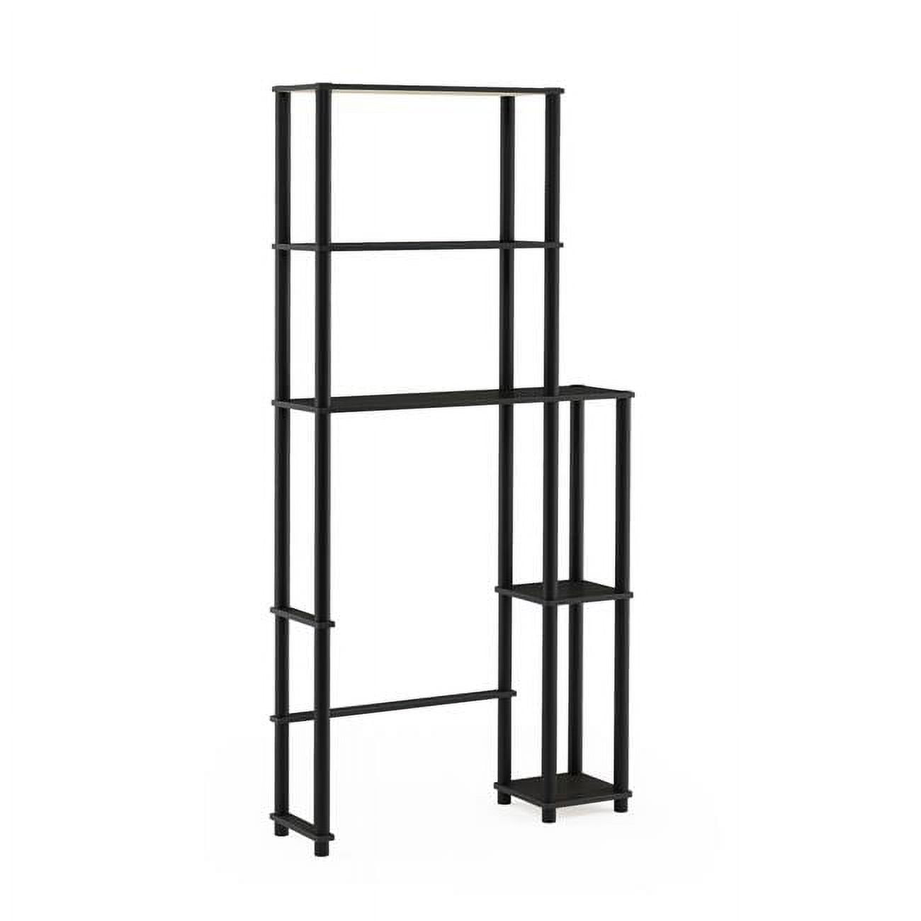 Espresso and Black Adjustable Over-the-Toilet Storage Rack