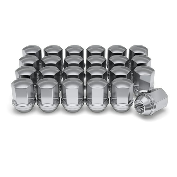 1709D-24AM Solid Piece Chrome M14x1.50 Duplex Bulge Lug Nut for Select ///Ram, 24 Pack