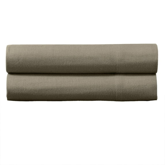 170GSM Heavyweight 100% Cotton Flannel Pair of King Pillowcases Ultra Soft & Warm -Taupe