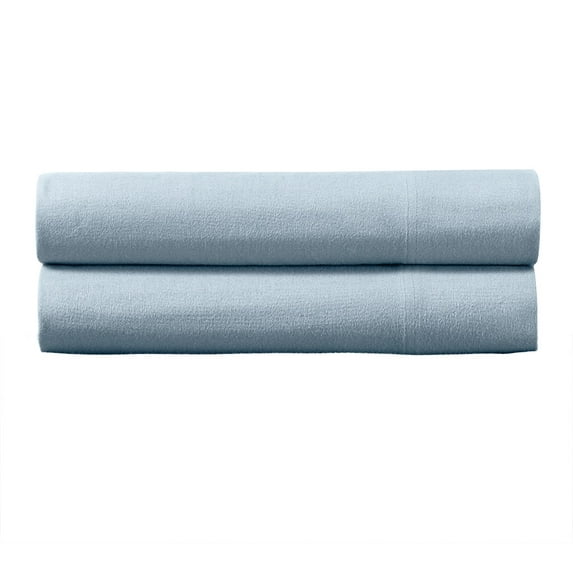 170GSM Heavyweight 100% Cotton Flannel Pair of Standard Pillowcases Ultra Soft & Warm -Blue