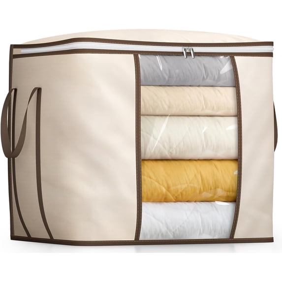 170L Huge Blanket Storage Bag, Sturdy Oxford Fabric Comforter Storage Bag with Handles and Window, Foldable Bedding Container Organizer for King-size Duvets, Sheets, Pillows, Clothes