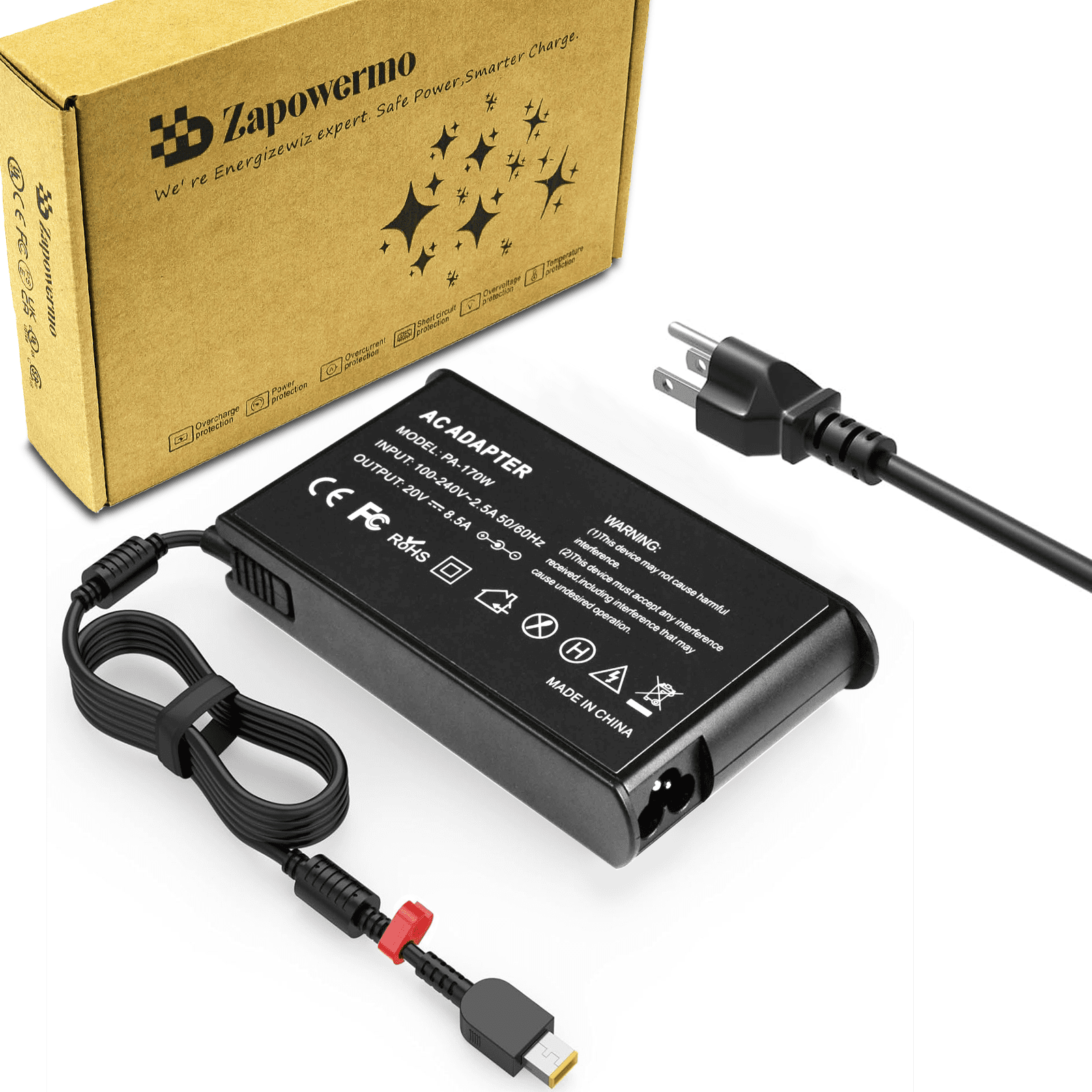 170W Charger 20V 8.5A for Lenovo Legion Slim 5 Yoga Pro 9i ThinkPad X1 Extreme P16 P16v IdeaPad Pro 5 LOQ Laptop Power Supply