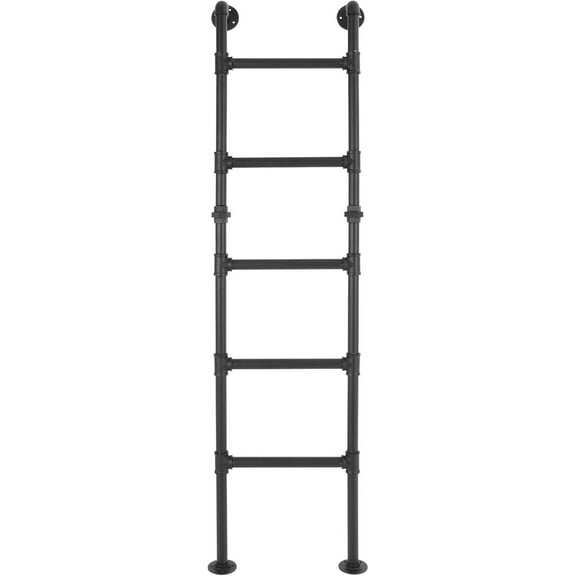 170cm/70in Basement Window Well Egress Ladder, Easy Install, Durable & Safe Black Carbon Steel Attic Bunk Bed Ladder, 5-Step Wall/Floor-Mounted Ladder, Loads 441lbs
