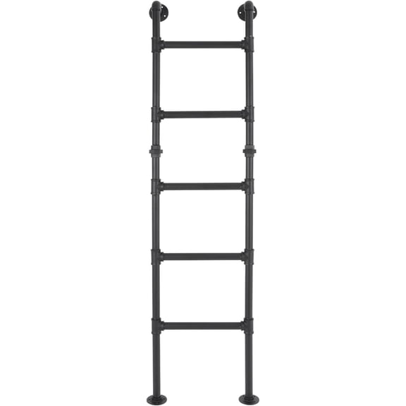 170cm/70in Basement Window Well Egress Ladder, Easy Install, Durable & Safe Black Carbon Steel Attic Bunk Bed Ladder, 5-Step Wall/Floor-Mounted Ladder, Loads 441lbs