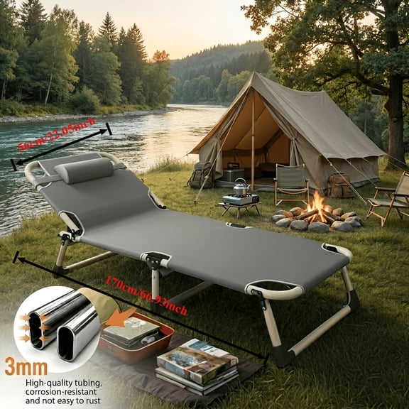 170cm folding deck chair, foldable, compact design, suitable for home, patio and garden rest - space saving, gray