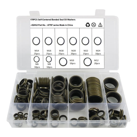 170x Rubber O Rings Set Sealing Gasket Washer 10 Sizes M6 M8 M10 M14 M16 M20 M22 M24 Washer Gasket Set for DIY Projects