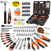 171 Piece Household Tool Kit/Mechanics Tool Set, Socket Wrench Auto Repair Tool Combination Package 1/4" Ratchet Wrench, Mixed Hand Mechanics Tools Kit Socket Set with Plastic Toolbox Storage Case