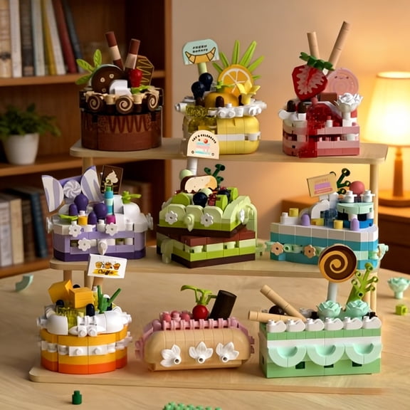 1715Pcs Miniature Sweet Treats Building Blocks Set for Adults, Jelly Blocks, Mini Jenga Blocks, Creative Birthday Cake Building Blocks for Home Desktop Decoration, Gift for Valentine's Day