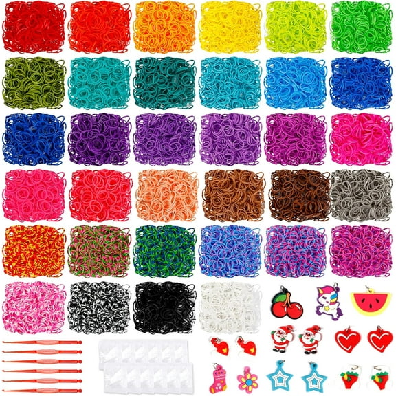 17160+ Loom Rubber Bands Refill Kit in 34 Color with 600 Clips,6 Hooks,1 Instruction, Premium Bracelet Making Kit for Kids Weaving DIY Crafting Gift