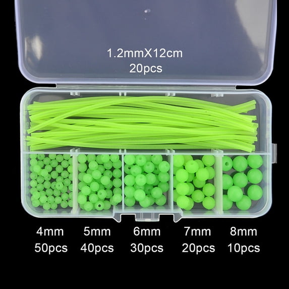 171Pcs 4-8Mm Luminous Fishing Beads Tube Soft Rubber Floating Glow Fishing Beads Fishing Rig Tube Sleeve Accessories