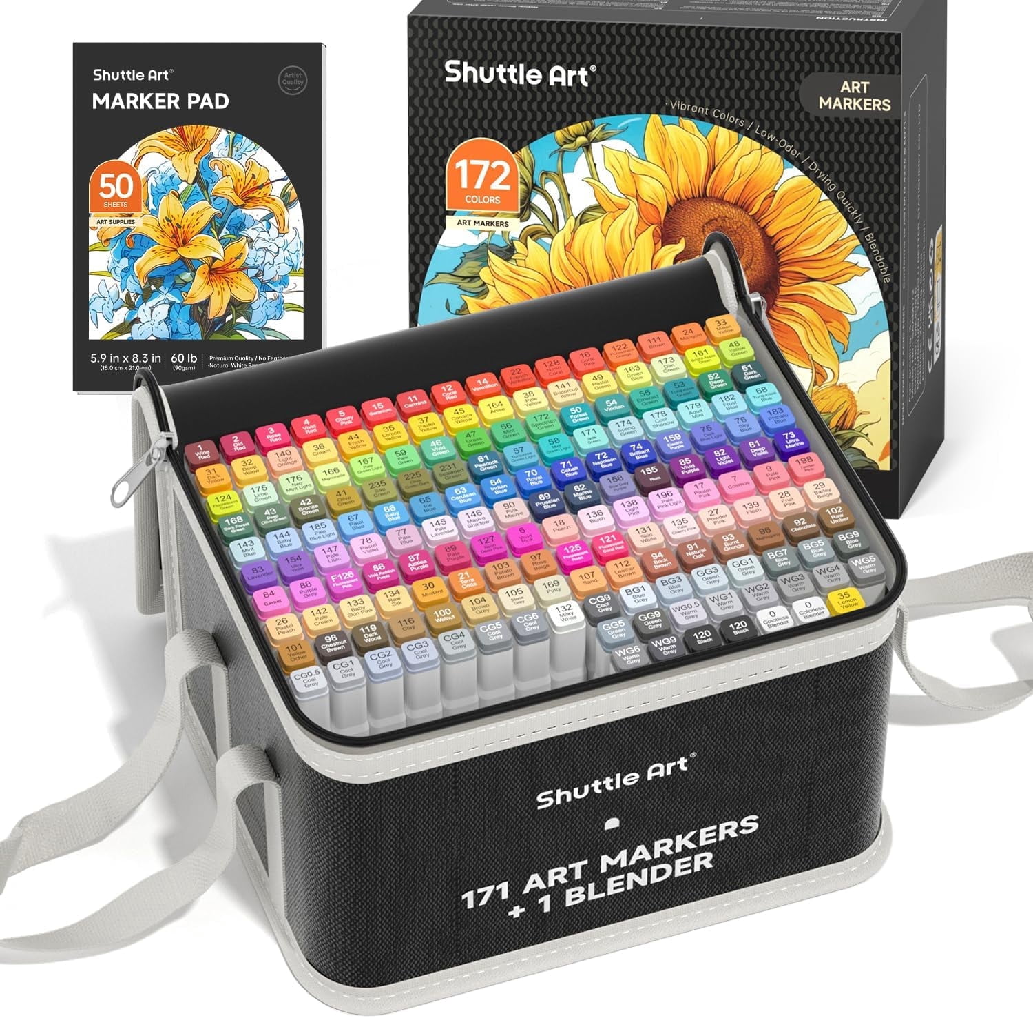 Shuttle Art 172 Colour Drawing Set, Dual Tip Alcohol Based Art
