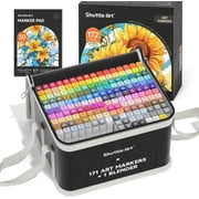 172 Colors Dual Tip Alcohol Based Art Markers, 171 Colors Plus 1 Blender Permanent Marker 1 Marker Pad with Case Perfect for Adult Coloring Books Sketching and Card Making