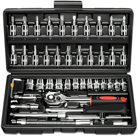 172-Pc Professional Tool Kit - 11-in-1 Ratchet Set, Torque Wrench - 1/2"/3/8"/1/4" Drive - Car/Bike/Home Repair