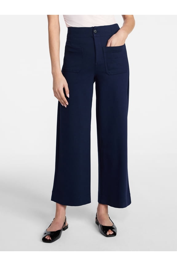 Women's Ponte Knit Patch Pocket Pants, 28" Inseam, Sizes 0-20