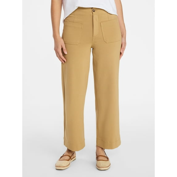 Time and Tru Women's Patch Pocket Ponte Knit Pants, 28" Inseam, Sizes 0-20