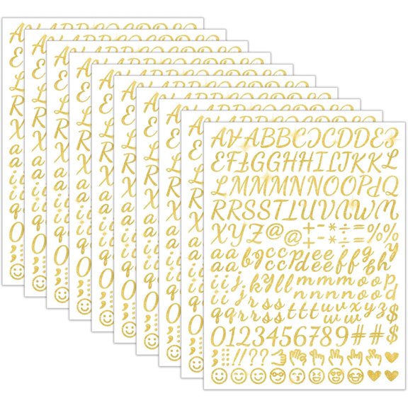 1730 Alphabet Letter Stickers, 10 Sheets Self Adhesive Monogram Stickers Upgraded Cute Handwriting Vinyl for DIY Crafts Art Making Cards Notebook Decor (Glitter Gold, M)