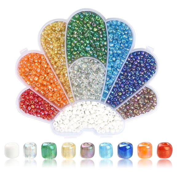 1730pcs 9 style 6/0 Round Glass Seed Beads Transparent Colours Rainbow & Opaque Colours Mixed color 4mm Hole: 1.5mm