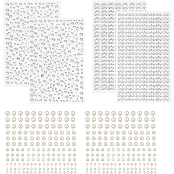 1730pcs Clear Rhinestones & Pearl Stickers Self Adhesive, Crystal Stickers Diamond Stickers Bling for Face Beauty Makeup Nail Art Cell Phone DIY Crafts