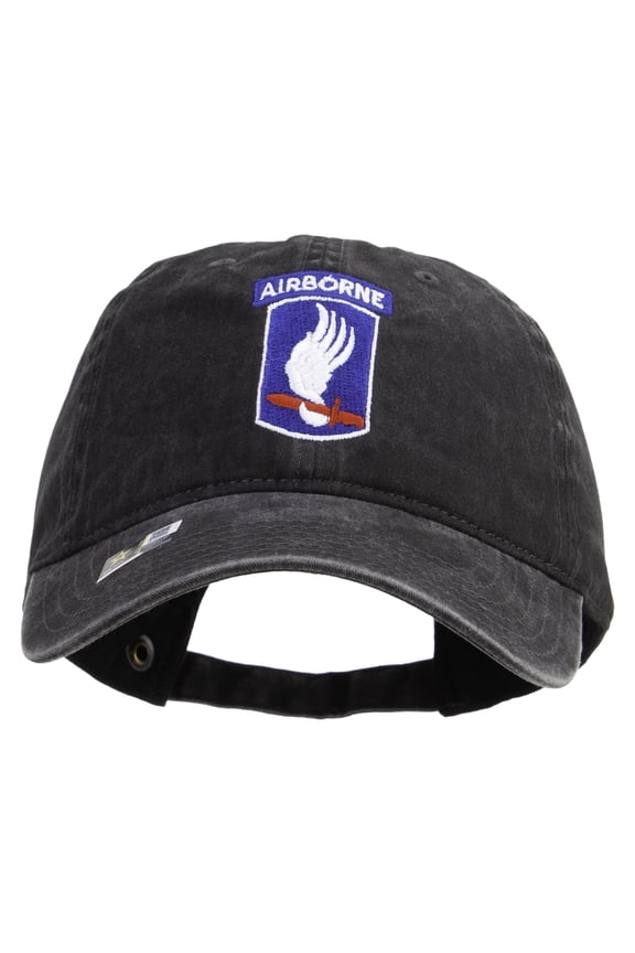 173rd Airborne Brigade Combat Team Embroidered Washed Solid Pigment Dyed Cotton Twill Brass Buckle Cap - Black OSFM