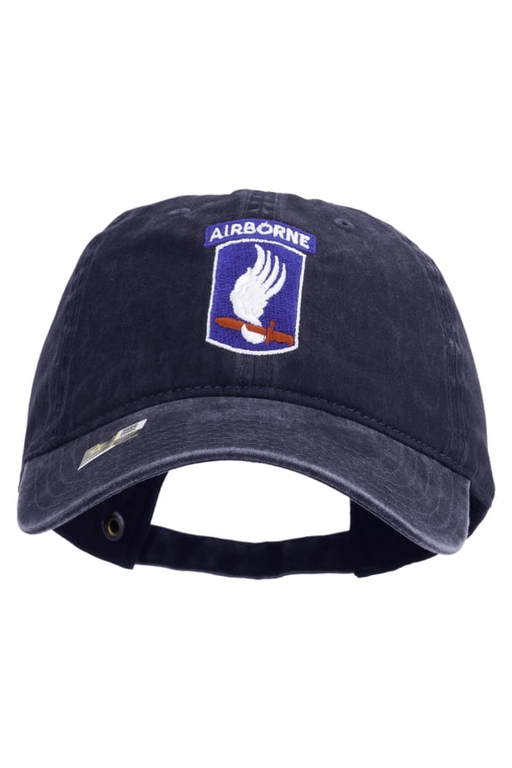 173rd Airborne Brigade Combat Team Embroidered Washed Solid Pigment Dyed Cotton Twill Brass Buckle Cap - Navy OSFM