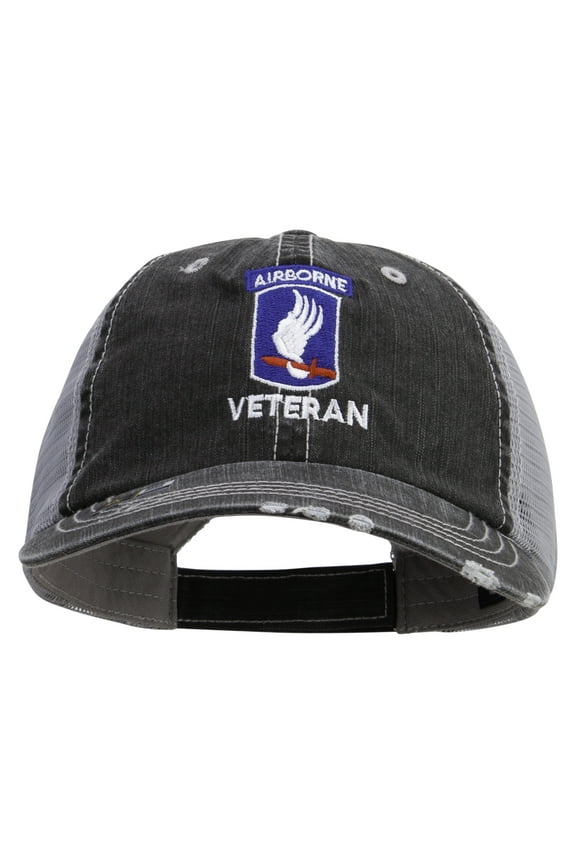 173rd Airborne Brigade Combat Team Veteran Embroidered Low Profile Special Cotton Mesh Cap - Black OSFM