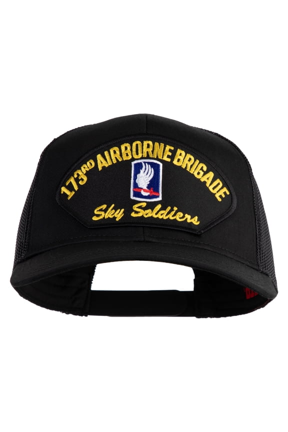 173rd Airborne Brigade Sky Soldier Patched Solid Cotton Twill Mesh Prostyle Cap - Black OSFM