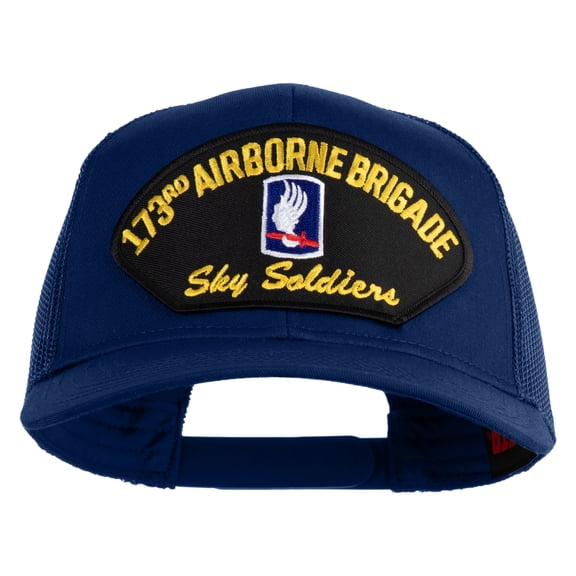 173rd Airborne Brigade Sky Soldier Patched Solid Cotton Twill Mesh Prostyle Cap - Royal OSFM