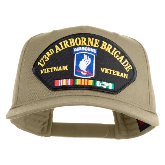 173rd Airborne Brigade Vietnam Veteran Patched Solid Cotton Twill 5 Panel Prostyle Snap Cap - Khaki OSFM