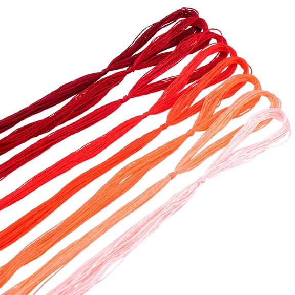 174.98 Yards 8 Skeins Orange Silk Embroidered Thread Embroidery Variegated String Woven Kitting Floss Bulk Set Stitch Cords Bracelet String DIY