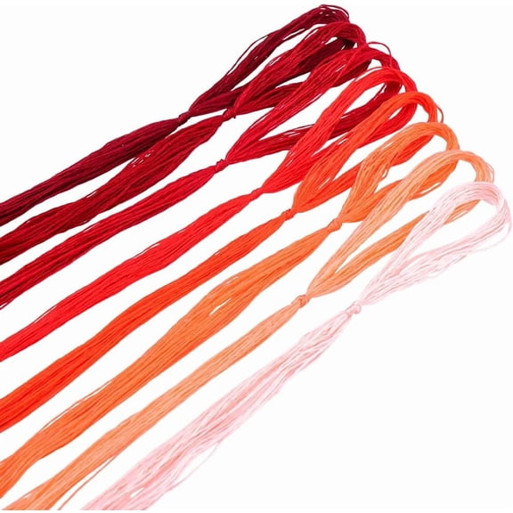 174.98 Yards 8 Skeins Orange Silk Embroidered Thread Embroidery Variegated String Woven Kitting Floss Bulk Set Stitch Cords Bracelet String