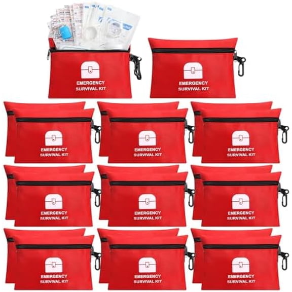 1740 Pcs Small First Aid Kits Bulk Mini Travel Size Emergency Individual Zipper Pouch Self Care Package Supplies for Homeless Travel Hiking Sports Outdoor College Dorm Essentials, 20 Bags