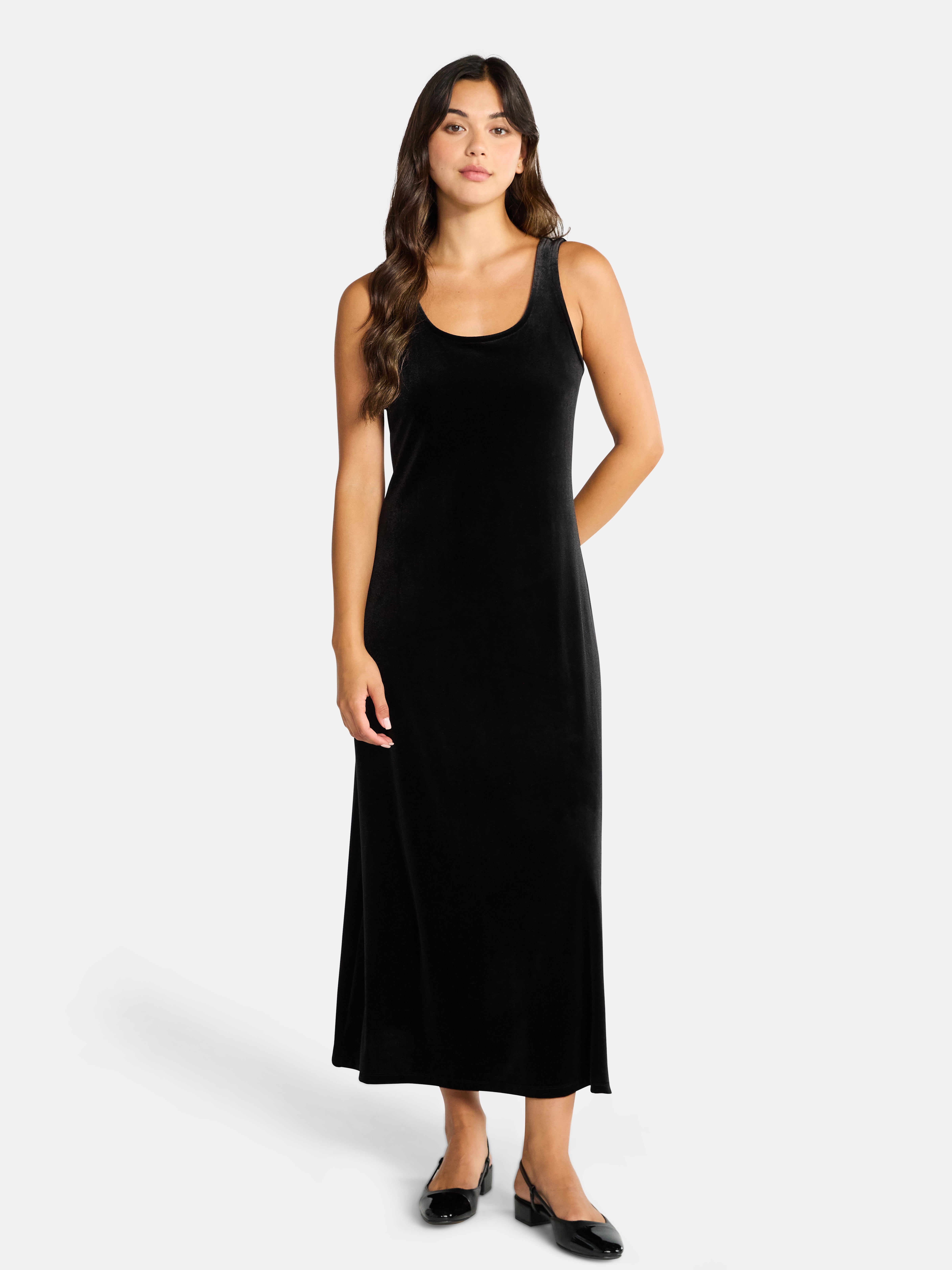 Time and Tru Women's Velvet Tank Maxi Dress, Sizes XS-XXXL