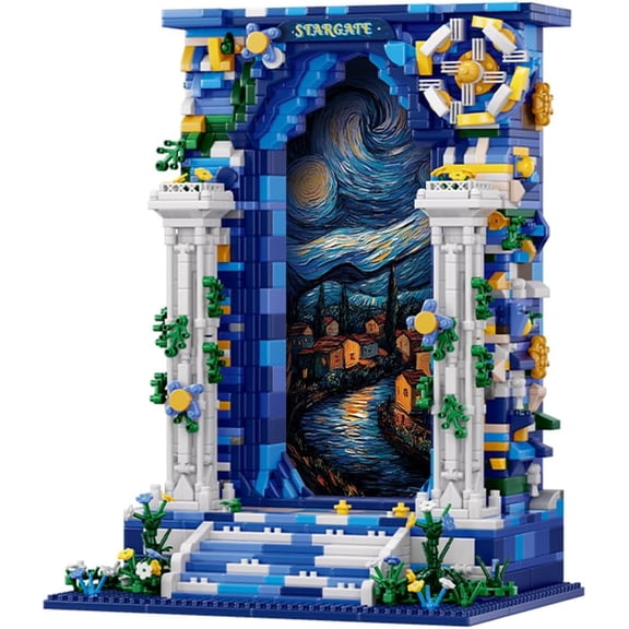 1745Pcs Starry Sky Gate Building Block Set, 3D Stereoscopic Model with Architectural Details, Collectible Decorative Blocks for Home Decor, Puzzle Toys for Adults & Gifts for Friends and Family