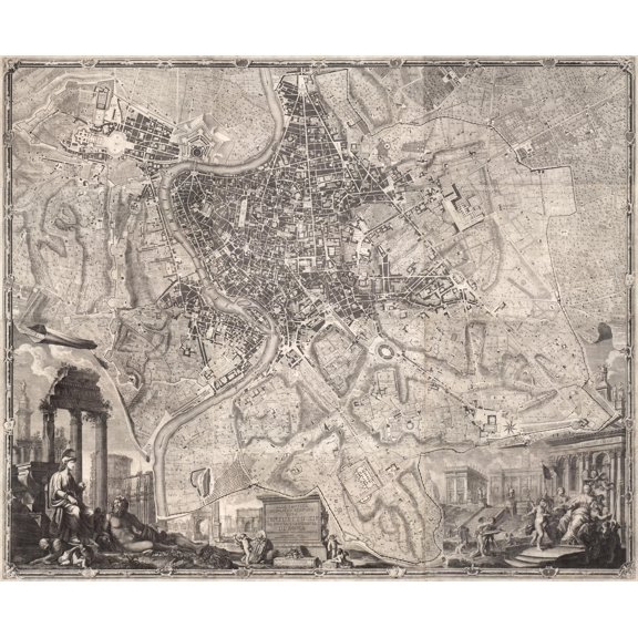 1748 Nolli’s Pianta Grande di Roma | Fabric Adhesive Wall Mural