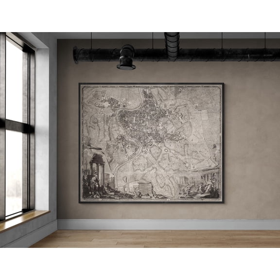 1748 Nolli’s Pianta Grande di Roma | Fabric Adhesive Wall Mural