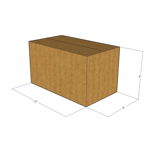 14x8x8 Kraft Brown Corrugated Shipping Boxes, 32 ECT Single-Wall, Qty 175