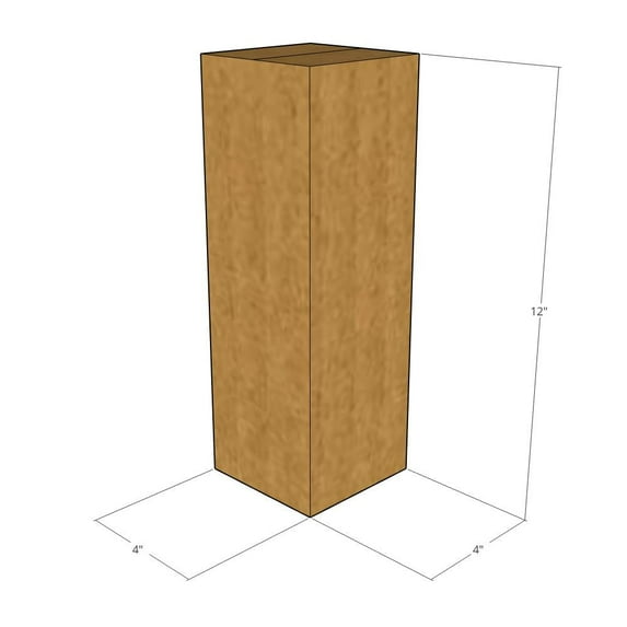 4x4x12 Kraft Brown Corrugated Shipping Boxes, 32 ECT Single-Wall, Qty 175