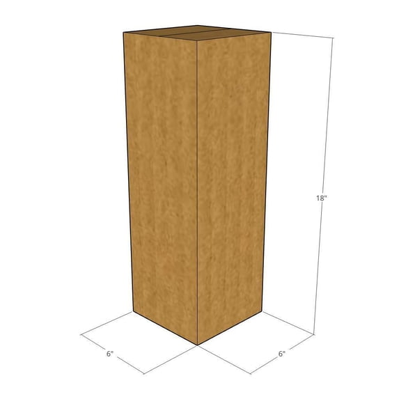 6x6x18 Kraft Brown Corrugated Shipping Boxes, 32 ECT Single-Wall, Qty 175