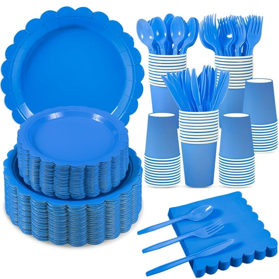 175 Pcs Paper Plates and Napkins Party Supplies, 25 Guests Disposable Party Decorations, Paper Plates Napkins Cups for Baby Shower Birthday Wedding