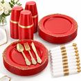 Ruby Ware Warehouse 175 Piece Red Dinnerware Set For 25 Guests - Walmart.com