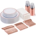 thumbnail image 1 of 175 Piece Rose Gold Dinnerware Set for 25 Guests, Plastic Plates Disposable for Party, Include: 25 Dinner Plates, 25 Dessert Plates, 25 Paper Napkins, 25 Cups, 25 Silverware Set, 1 of 6