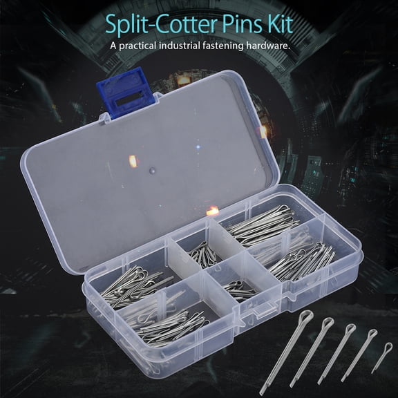 175-Piece Zinc Alloy Metal Split Cotter Pins Assortment Kit Fastener Hardware for Industrial Use Silver (5.12 inches / 13 cm) Essential Hand Tools