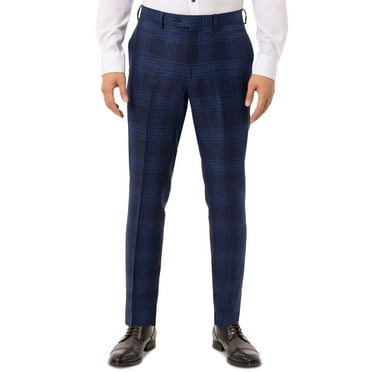 $175 Tallia Mens Slim-Fit Plaid Pant Line Blue 30Wx32L