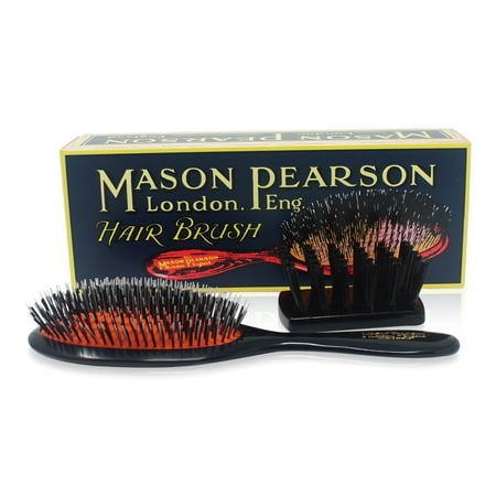 Mason Pearson Handy Mixture Bristle & Nylon Brush - BN3 Dark Ruby - 2 Pc Hair Brush and Cleaning Brush