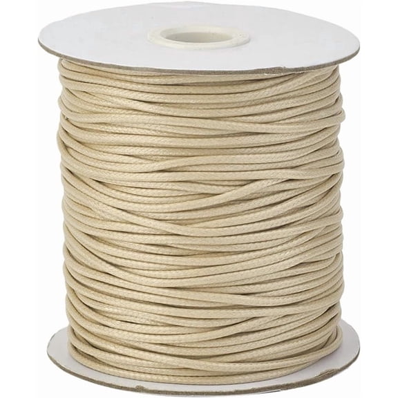 175 Yards 0.5MM Beige Macrame Polyester String Wax Round White Smooth Soft Craft Thread Beading Waxed Twine Cords Bulk Roll for Jewelry Making Sewing Bracelet Necklaces Crafts Stitching DIY