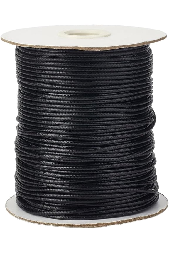 175 Yards 0.5MM Black Waxed String Waxed Thread Macrame Cord Polyester Leather Wax Round Lanyard Strings Beading Cords Rope for Jewelry Making Beads Bracelets Necklaces DIY Crafts Supplies