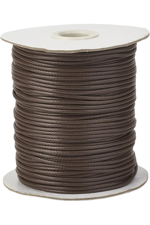 175 Yards 1.5MM Brown Polyester String Cord Waxed Macrame Thread Round Beading Leather Smooth Soft Lanyard Wax Rope Braid Bracelet Cords for Jewelry Making Necklace Decorations Crafts Supply