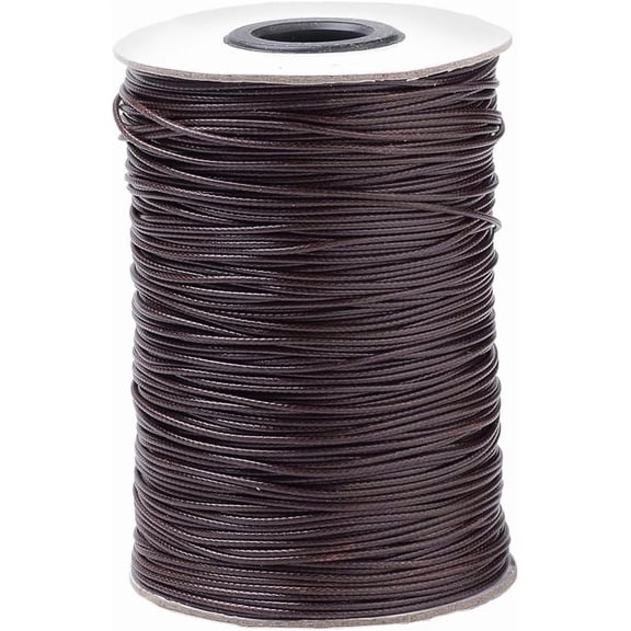 175 Yards 1MM Dark Brown Waxed Cord Korean Polyester Round Wax Thread Soft Macrame Beading String Cords Bulk Rolls with Spool for Sewing Making Jewelry Necklaces Braiding Bracelet Diy Supply