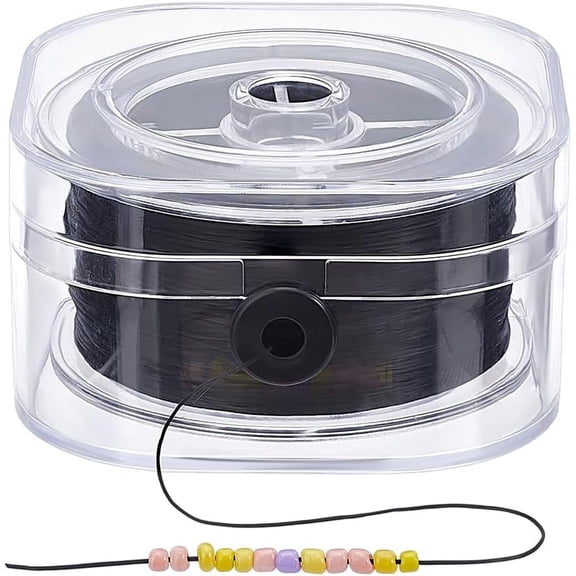 175 Yards Black Elastic String 0.3mm Flat Elastic Cord Beading Thread Cord Stretchy Bracelet Strings Elastic Thread String with Organizing Case for Bracelet Necklace Jewelry DIY Craft
