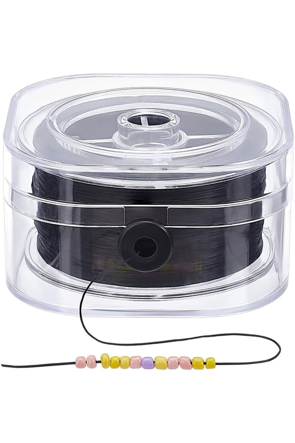 175 Yards Black Elastic String 0.3mm Flat Elastic Cord Beading Thread Cord Stretchy Bracelet Strings Elastic Thread String with Organizing Case for Bracelet Necklace Jewelry DIY Craft